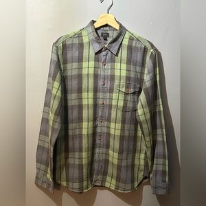 JCrew Factory Green/Blue Plaid Shirt. Slim fit, size large. 100% Cotton.